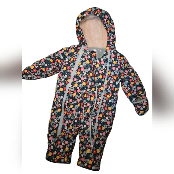 Baby Boden Snowsuit Baby Girl Size 6-12 Months Floral Colorful - Picture 7 of 9